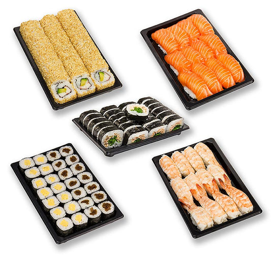 A large, premium sushi assortment in 100-piece packaging, moSushi Premium Gebinde