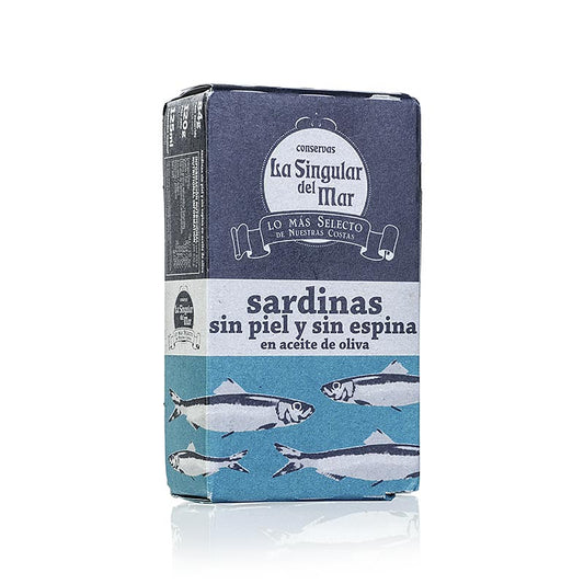 Spanische Sardinen in Olivenöl, ohne Haut und Gräten, 120 g Dose, hochwertiges Produkt aus Spanien (German)