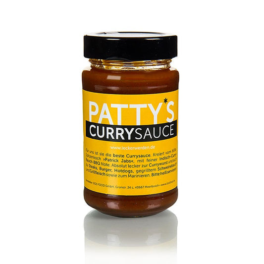 225 ml bottle of Pattys Currysauce, a flavorful creation by Patrick Jabs (English)