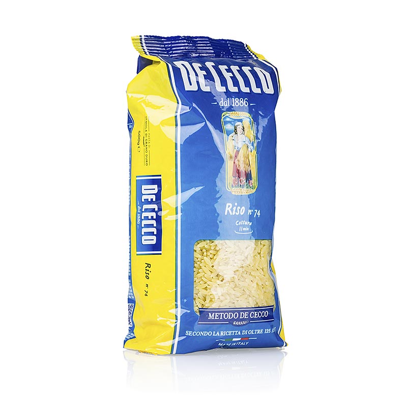 De Cecco Riso (Reiskornnudel) No 74, 12 kg, 24 x 500g, a high-quality and versatile pasta product perfect for large-scale cooking and food service establishments