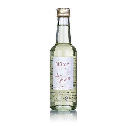 Blütensirup wilde Citrusblüte, 1:10, BIO, 250 ml - hochwertiger Bio-Sirup aus wilden Citrusblüten, 1 Teil Sirup auf 10 Teile Wasser, 250 ml Flasche