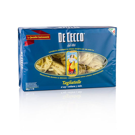 De Cecco Tagliatelle No 203, 500 g - Authentic Italian pasta made with durum wheat semolina, perfect for traditional pasta dishes