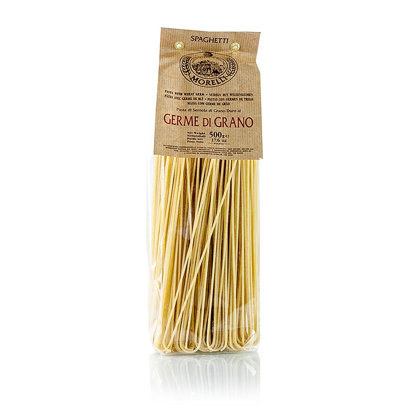 Packung mit 500 g Morelli 1860 Spaghetti, hergestellt aus Germe di Grano (Weizenkeimen)