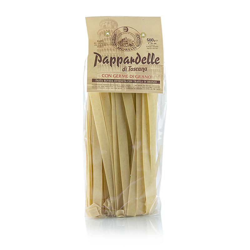 Morelli 1860 Pappardelle, Germe di Grano, mit Weizenkeimen, 500 g - traditionelle italienische Nudeln mit Weizenkeimen, ideal für köstliche Pasta-Gerichte