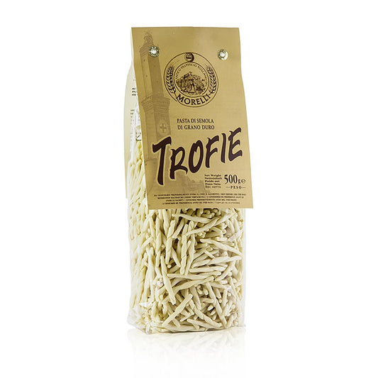 Morelli 1860 Trofie pasta made with wheat germ, 500g packaging