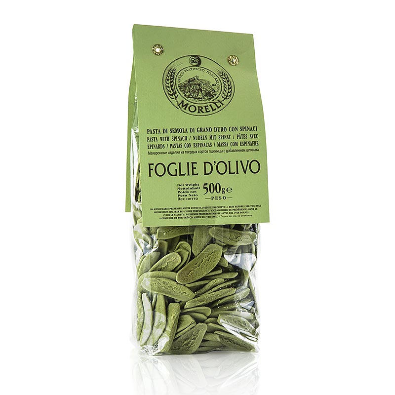 Bio-Morelli 1860 Foglie d'Olivio mit Spinat, 500 g, handgemachte Pasta aus Italien