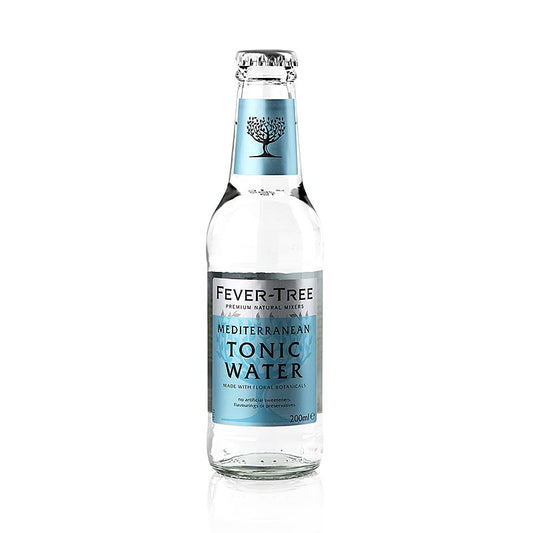 200ml bottle of Fever Tree Mediterranean Tonic Water with refreshing citrus flavors and botanical aromas, ideal for cocktails and mocktails