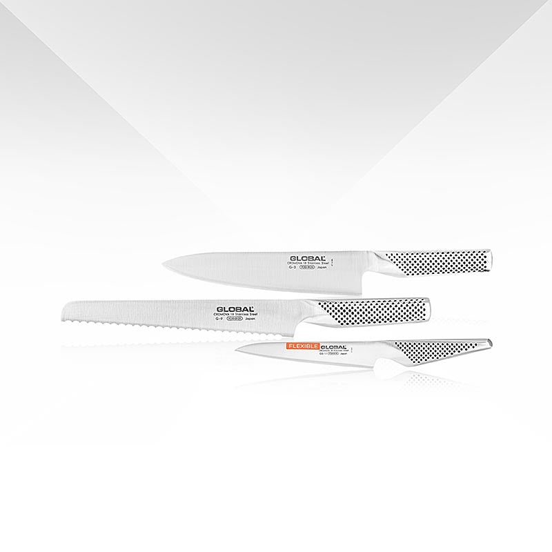 Set of 3 knives (G-9R, G-2, GS-11) in the G-9211R Global Starterset, 3 pieces (English)