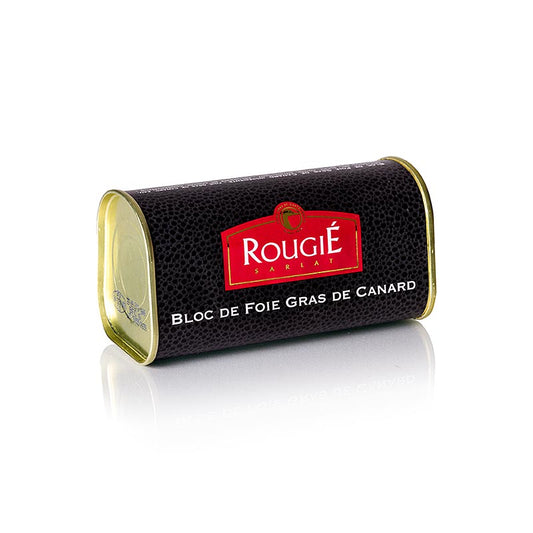 Entenleberblock, mit Armagnac, Foie Gras, Rougié, 210 g - exquisite gourmet duck liver block infused with aromatic Armagnac, from the renowned brand Rougié, in a 210 gram package (English)