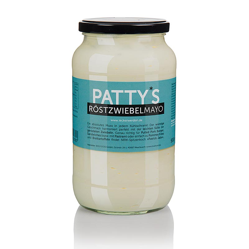 Großes Glas Pattys Röstzwiebel Mayonnaise, kreiert von Patrick Jabs, 900 ml