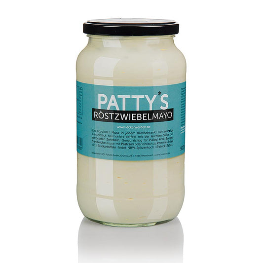 Großes Glas Pattys Röstzwiebel Mayonnaise, kreiert von Patrick Jabs, 900 ml