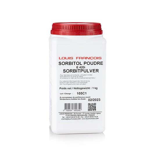 1 kg bag of Louis Francois Sorbitol Pulver, a natural sugar substitute