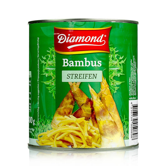 Close-up of a 295 kg package of Bambussprossen-Streifen (bamboo shoot strips) product