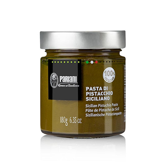 Pistazienpaste, hergestellt aus sizilianischen Pistazien von Pariani, 180 g, ideal zum Verfeinern von Desserts und Backwaren