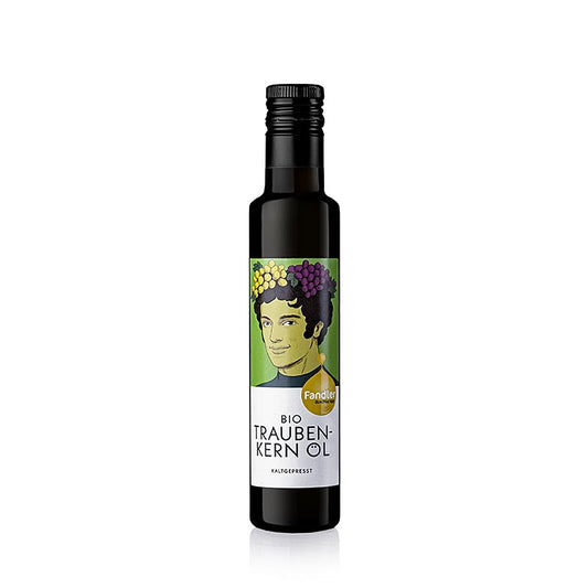 Organic, cold-pressed Fandler grape seed oil in 100 ml bottle