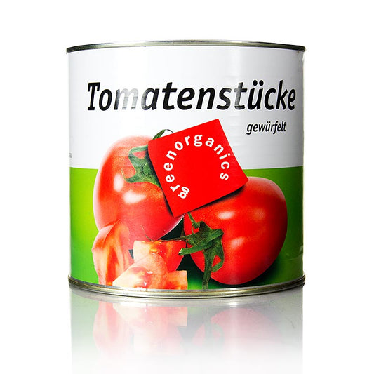 Organic green tomato pieces in a 255 kg package, perfect for healthy cooking and meal preparation