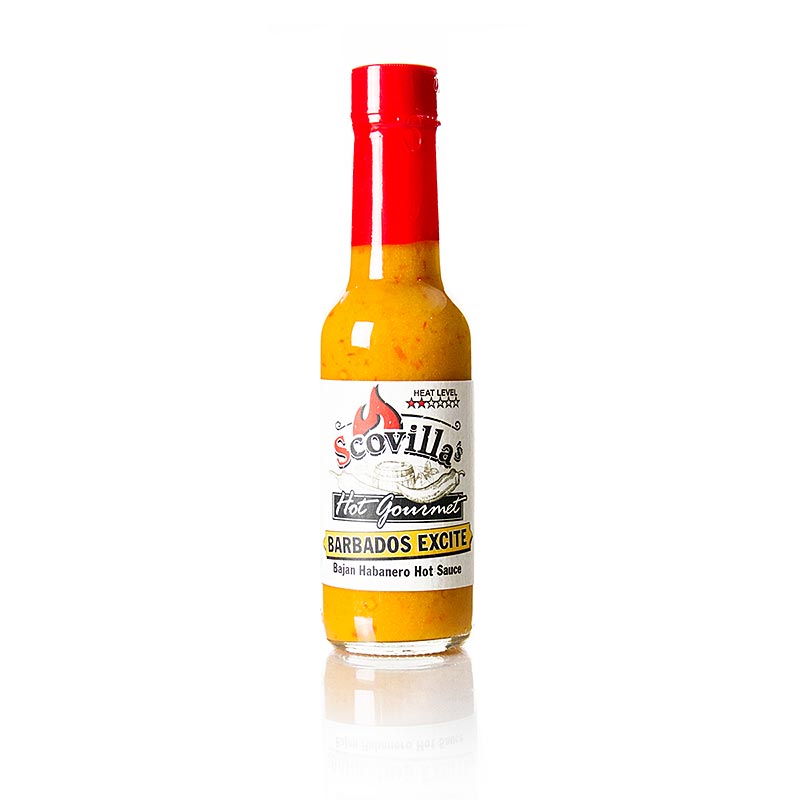 Scovilla Barbados Excite Sauce, Habanero Chili, 148 ml - Spicy and flavorful hot sauce made with authentic Barbados ingredients (English)