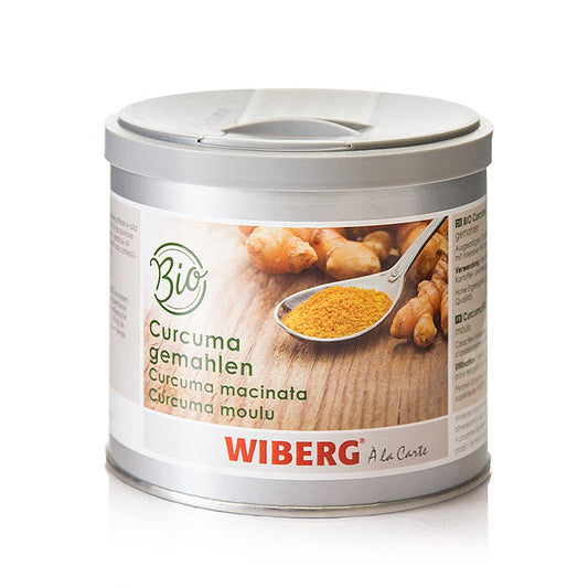 Organic ground turmeric powder in 250 g packaging for culinary use