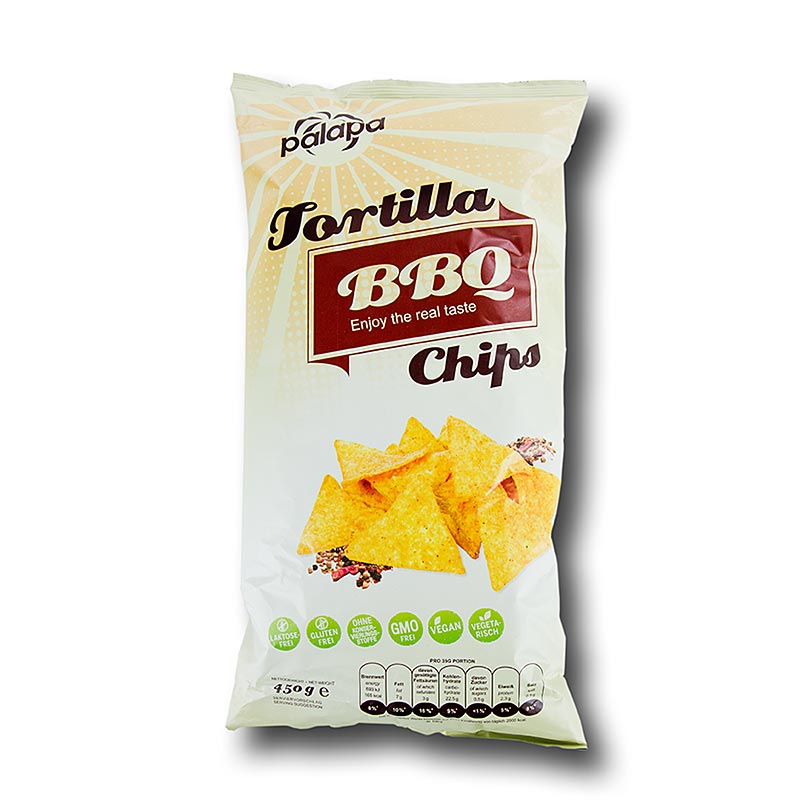 Tortilla Chips pikant - BBQ - Nachochips, Sierra Madre, 5,4 kg, 12 x 450g: Leckere Tortilla Chips aus Maismehl mit würzigem BBQ-Geschmack, perfekt als Barsnack und köstlich in Kombination mit verschiedenen Dips