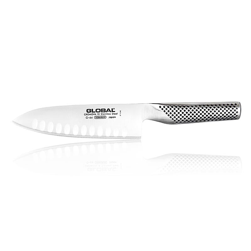 Global G-64 / G-84 Santoku Messer mit Kulle, 16cm, 1 St - Hochwertiges Santoku Messer mit Kulle und 16cm Klinge