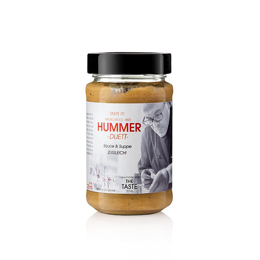 English: Marco Zingone's Hummer Duett - Suppe/Sauce, 225 ml, a flavorful and versatile condiment for enhancing your culinary creations