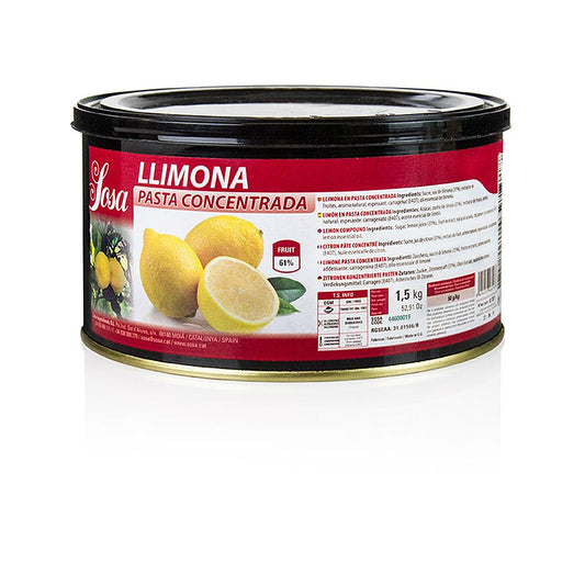 Large 15 kg container of Sosa Paste Zitronen, a high-quality lemon flavoring product