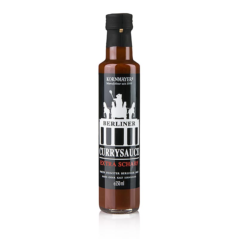 Kornmayer Berliner Currysauce, Extra Scharf, 250 ml - Spicy curry sauce from Berlin in a 250 ml bottle (English)