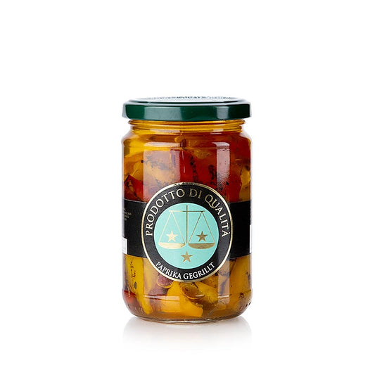 Delicious and flavorful grilled paprika, marinated and preserved in oil, La Bilancia brand, 280 grams