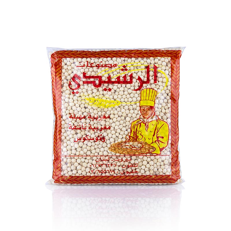 Bag of 800g Al Rashidi brand 5mm Perlen Cous-Cous Mograbieh product (English)