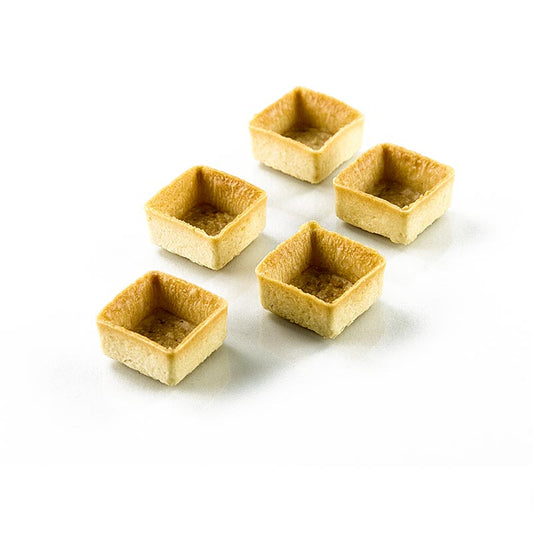 Mini Dessert-Tartelettes - Filigrano, Quadrat, 3,3cm, H 1,8cm, Mürbeteig, 1,48 kg, 225 St - Leckere kleine Mürbeteig-Törtchen in quadratischer Form, ideal für Desserts, 225 Stück, 1,48 kg