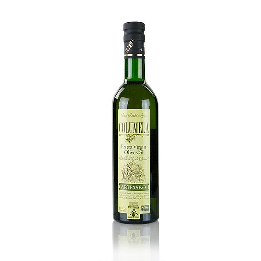 Ungefiltertes Natives Olivenöl Extra Columela Cuvee in einer 500 ml Flasche (German)