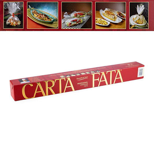 Alt text: CARTA FATA® Koch u Bratfolie, Hitzebeständig bis 220°C, 50cm x 10m, 1 St - Verwendbar als hitzebeständige Koch- und Bratfolie, ideal für den Gebrauch in der Küche