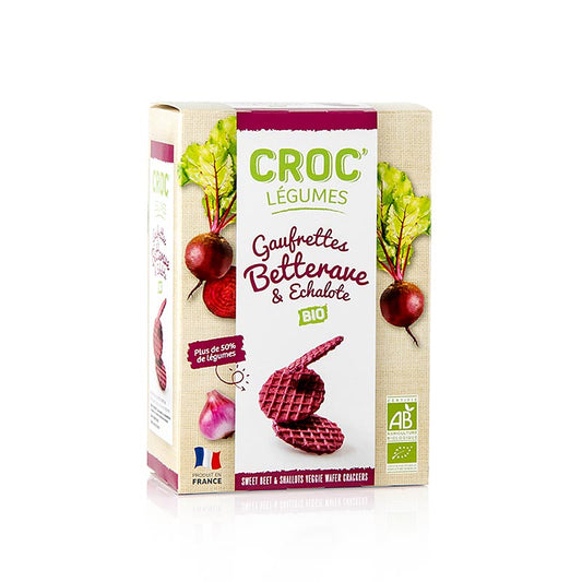 Organic Barsnack Croc Légumes - French mini waffles with beetroot & shallots, 40g