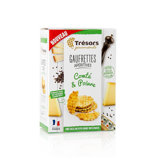 Barsnack Trésors - Gaufrettes, franz Mini-Waffeln mit Comte Käse & Pfeffer, 60 g - a delicious and savory snack perfect for cheese lovers