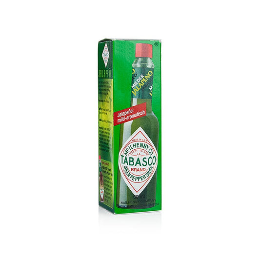 German: Tabasco, grün, mild, Jalapeno, McIlhenny, 60 ml - würzige und aromatische grüne Tabasco-Sauce aus Jalapeno-Chilis in einer handlichen 60 ml Flasche von McIlhenny, ideal zum Würzen von Speisen