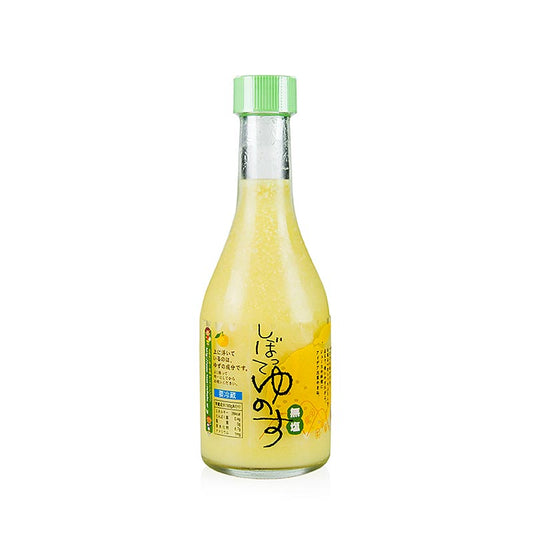 German:

Yuzu Saft Shibotte, frisch gepresster 100% Zitrusfruchtsaft in einer 300 ml Flasche