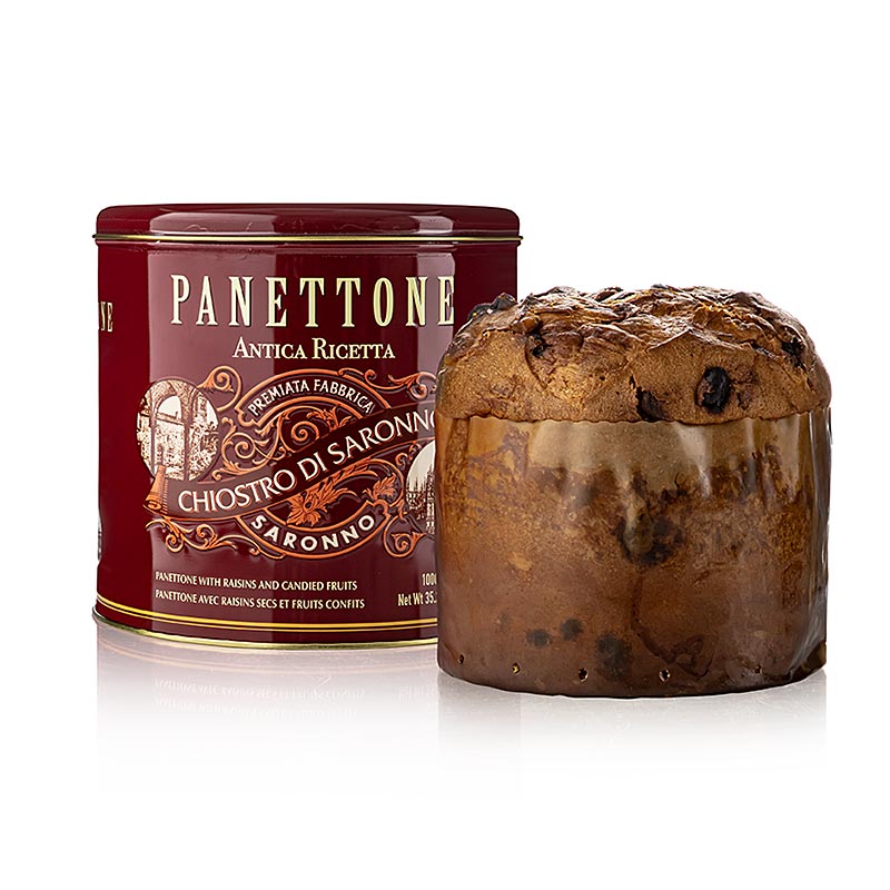 Weihnachtskuchen Panettone - Klassik, Metalldose Cornice, Lazzaroni, 1 kg alt text: Traditional Italian Christmas cake Panettone in a classic metal tin by Lazzaroni, 1 kg