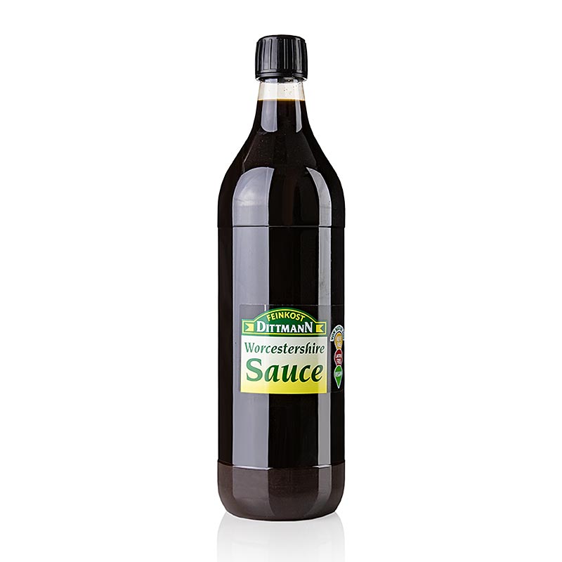 Feinkost Dittmann Worcestershire Sauce, 1 liter bottle, perfect for adding rich, savory flavor to your favorite recipes and dishes (English)