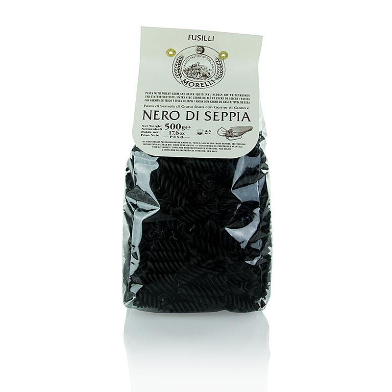 Morelli 1860 Fusilli, schwarz, mit Sepia-Tintenfischfarbe, 500 g