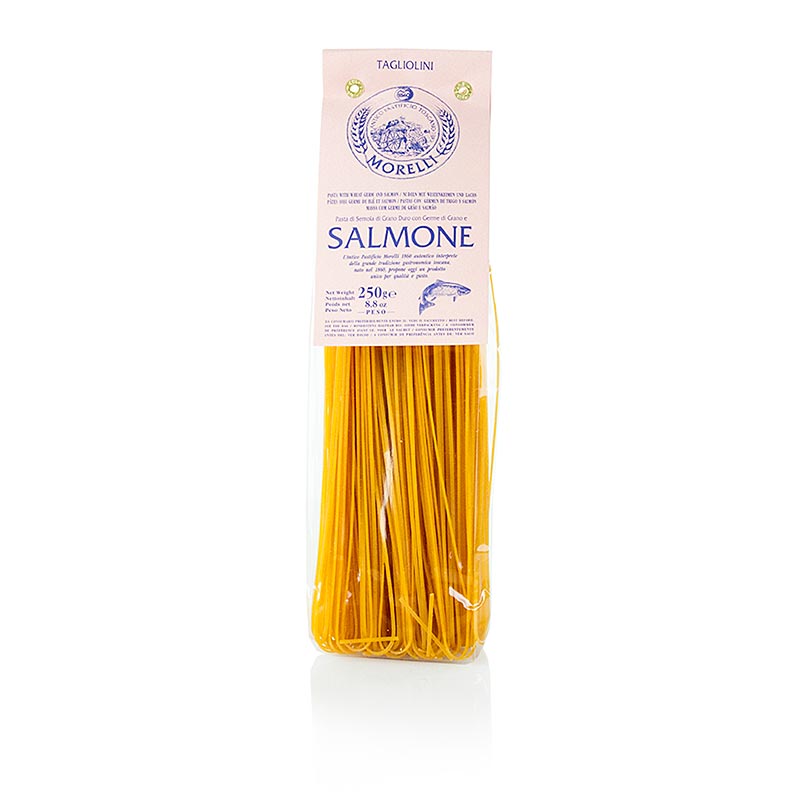 Tagliolini Salmone von Morelli 1860, 250 g, mit Lachs und Weizenkeimen