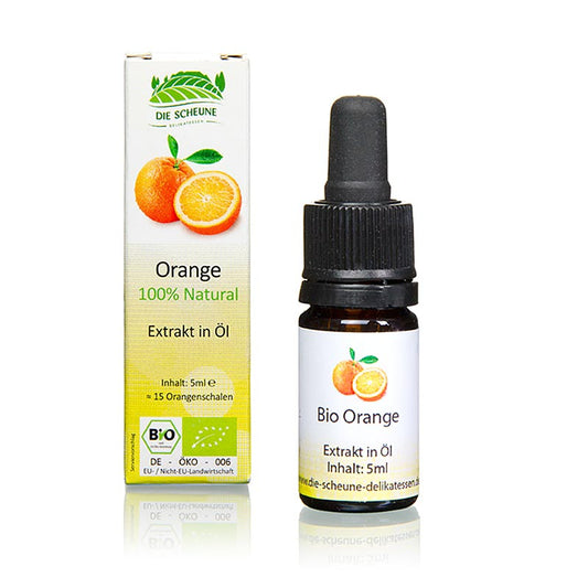 Natürliches Orangen Aroma, Die Scheune, BIO, 5 ml - hochwertiges und biologisches Orangenaroma in einer 5 ml Flasche