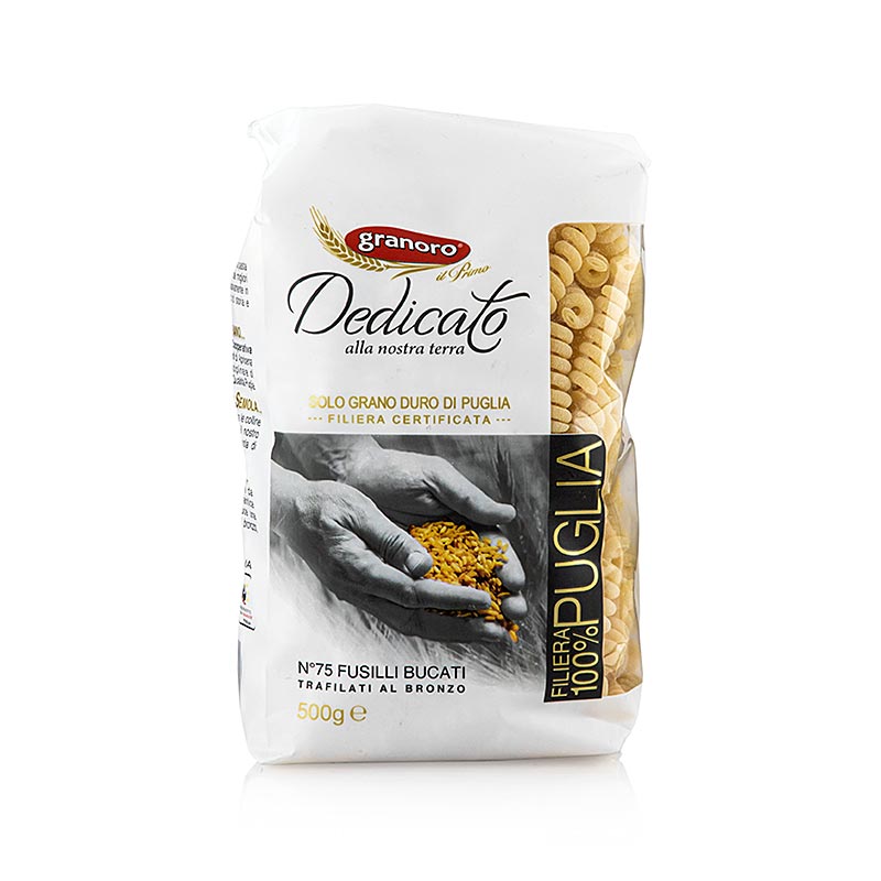 Granoro Dedicato - Fusilli Bucati, Spiralnudel, Nr 75, 500 g - Hochwertige Pasta in spiralförmiger Röhrenform für köstliche Gerichte