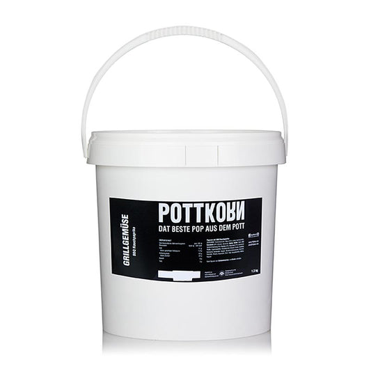 1 kg bag of Pottkorn Party Upgrade popcorn with BBQ Rauchpaprika flavor, perfect for enhancing any gathering or celebration with its smoky and savory taste