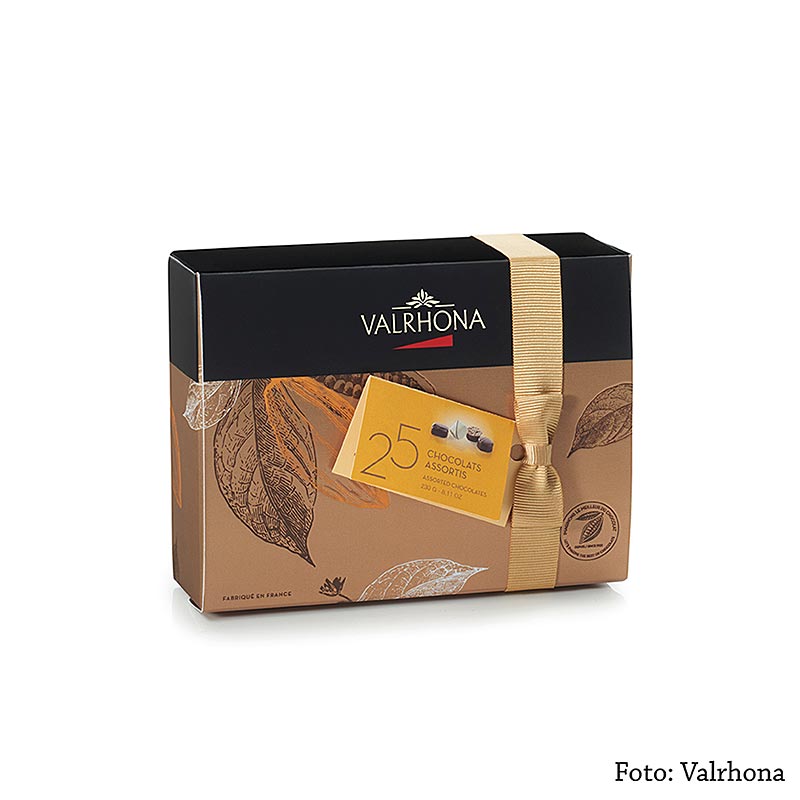 Valrhona Ballotin Sortiment, feine Pralinenmischung, 230 g, 25 St - köstliche Schokoladengeschenkbox mit einer Vielzahl von handgefertigten Pralinen