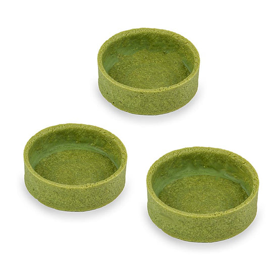 Delicious green tea coated dessert tartelettes, 55x17mm, 1kg, 100 pieces