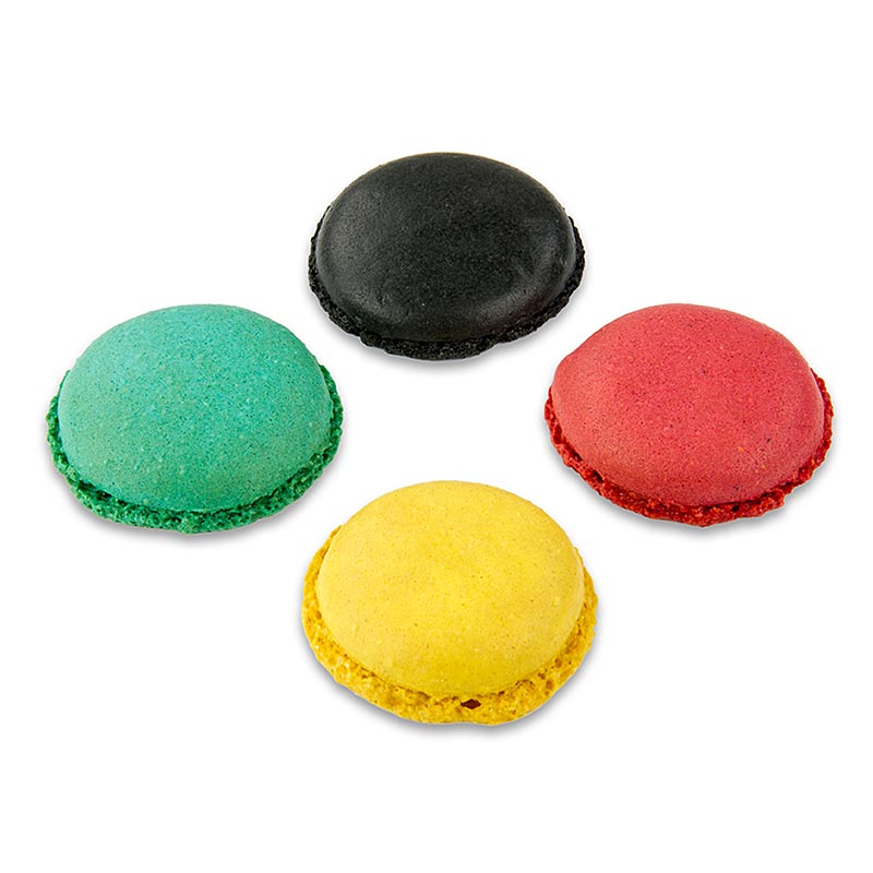 Assorted macarons in black, cassis, lemon, and turquoise colors, 35cm diameter, 921g, 384 pieces