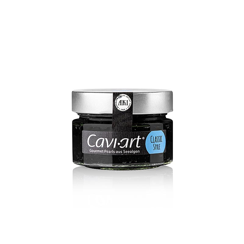 100 g of Cavi-Art® Algen-Kaviar, a vegan, black algae caviar product (English)