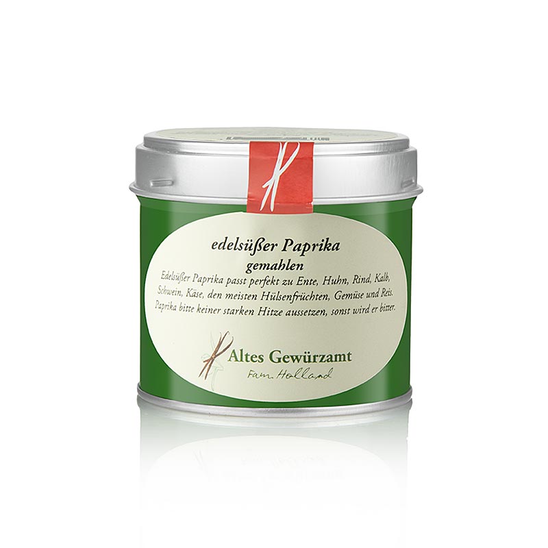 alt=A 75g container of mild and sweet paprika edelsüß from Altes Gewürzamt, a high-quality and renowned spice company