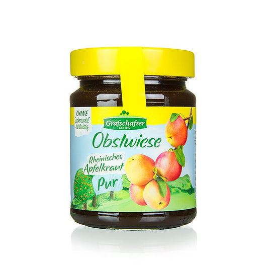 Ein Glas mit 320 g Grafschafter Obstwiese Apfel (Apfelkraut) Produktbild