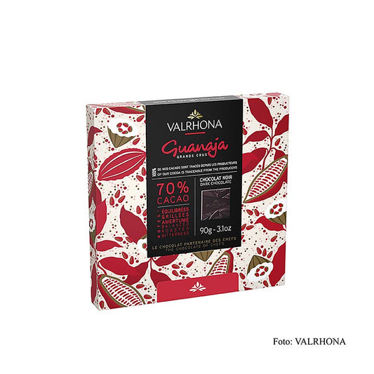 Valrhona Carré Guanaja - Bitterschokoladentäfelchen, 70% Kakao, 90 g, 18 x 5g, premium dark chocolate squares with rich 70% cocoa content, 90 grams total weight, individually wrapped in 18 servings of 5 grams each